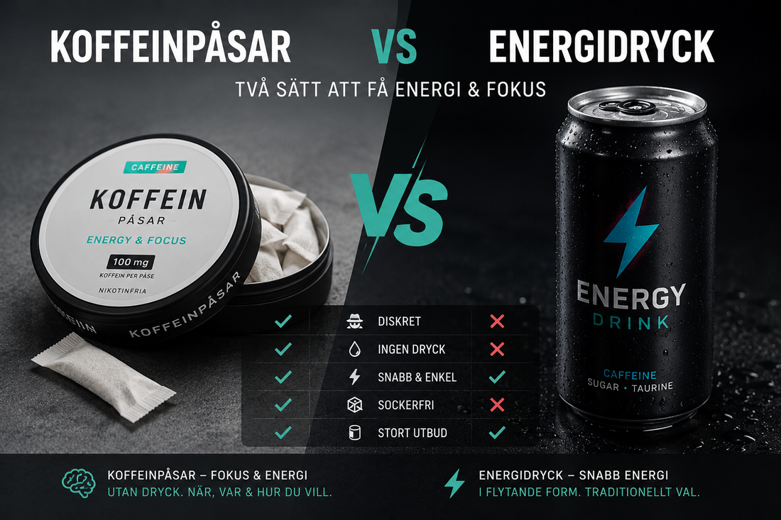 Koffeinpåsar vs energidryck – vad är skillnaden?