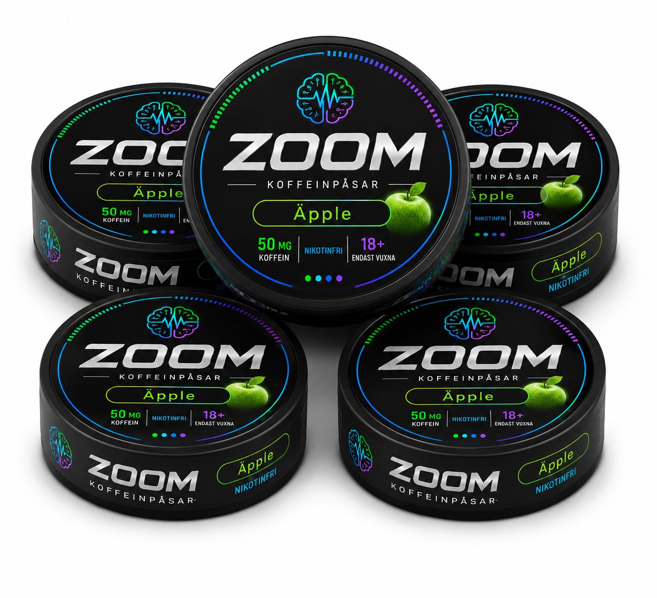 Zoom Energy koffeinpåsar Apple 5-pack med fem dosor