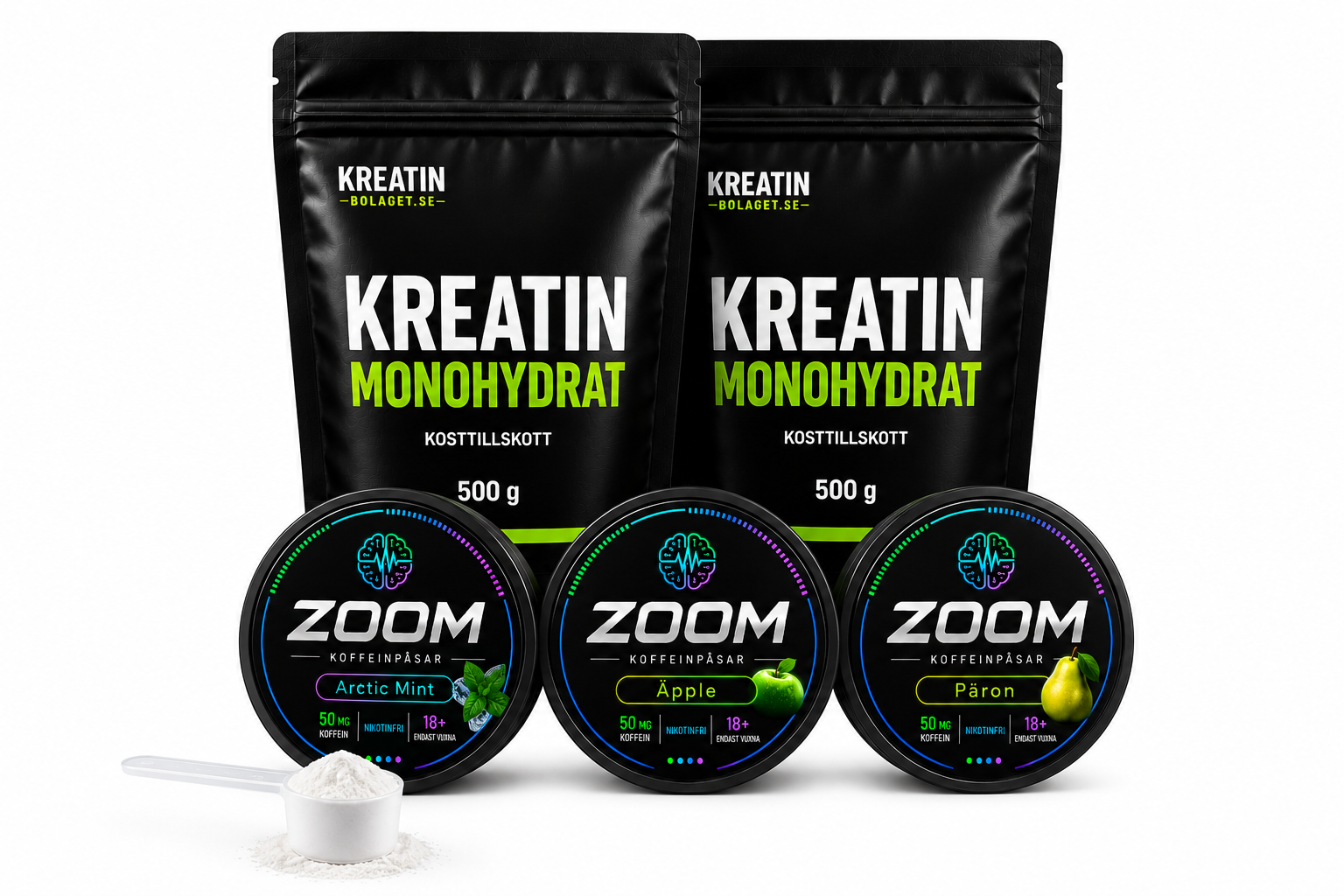 Träningspaketet med kreatin monohydrat och ZOOM Energy smakmix