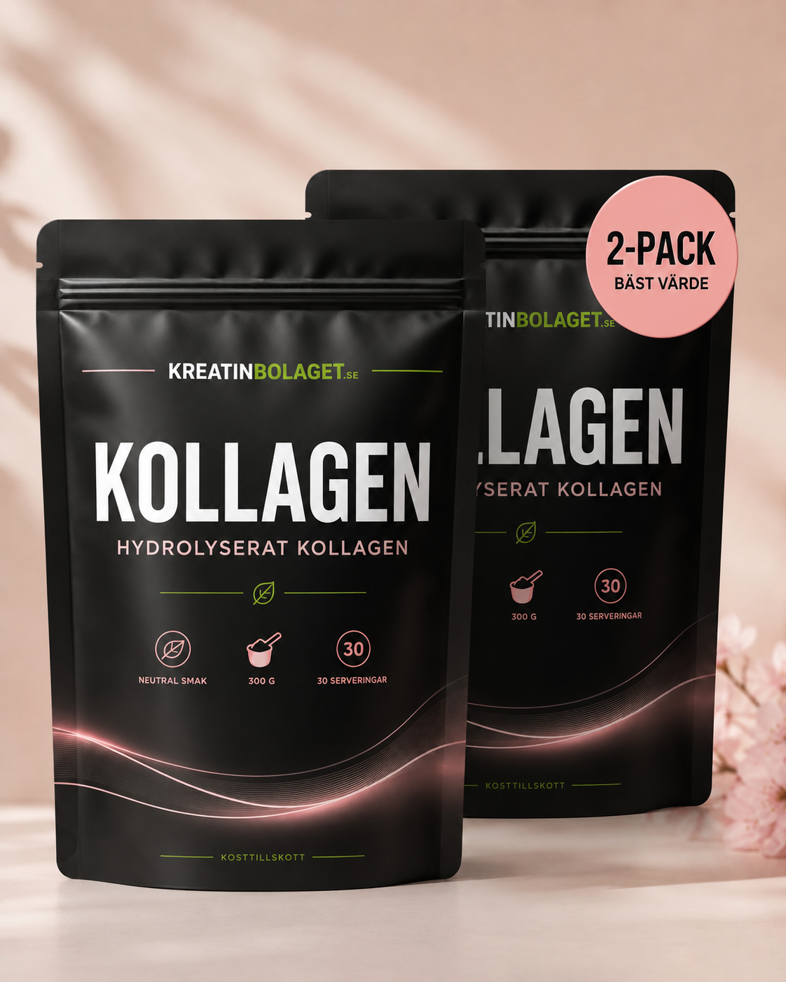 Kreatinbolaget kollagen i 2-pack för hud, hår, leder och dagligt kosttillskott